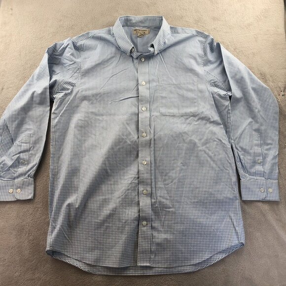 Duluth Trading Co. Men Shirt XLT Blue Check Wrinkle Fighter Trim Fit Button-Down - Picture 10 of 11